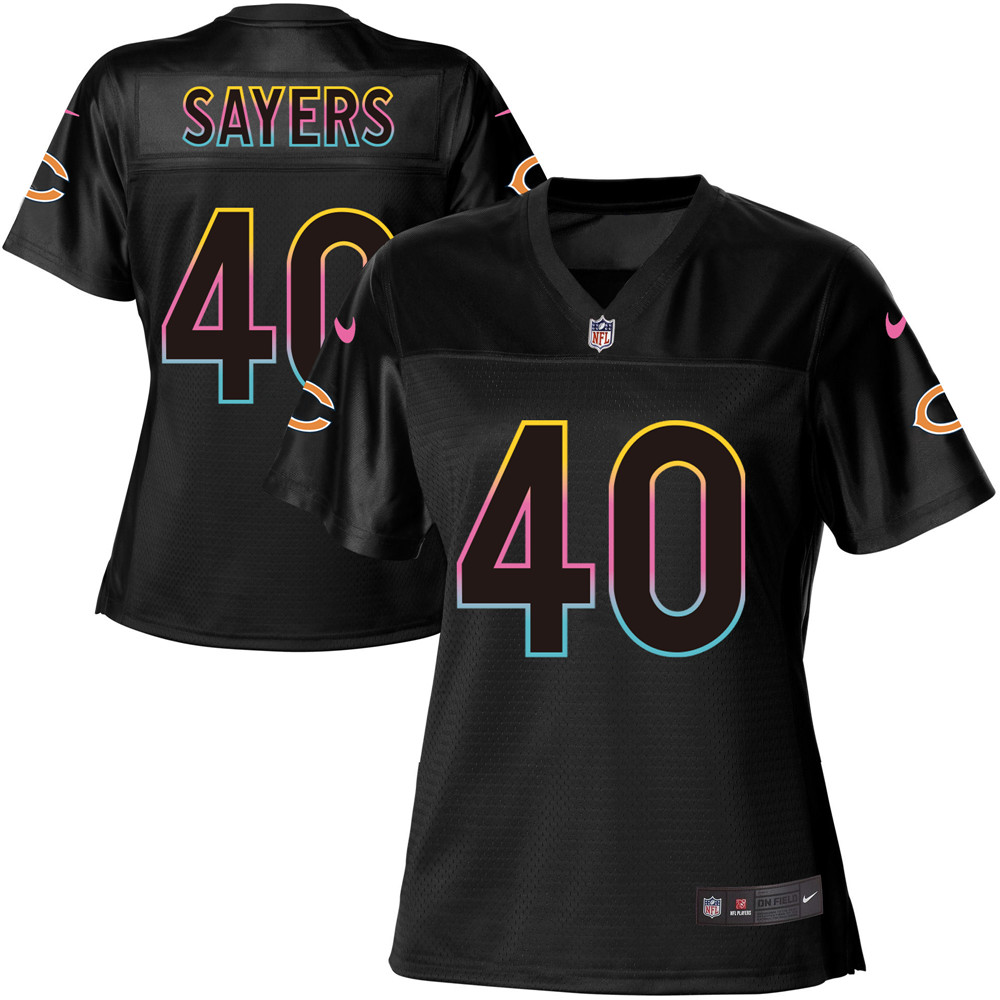 Women's Game Gale Sayers Nike Jersey Black - #40 Fashion NFL Chicago Bears